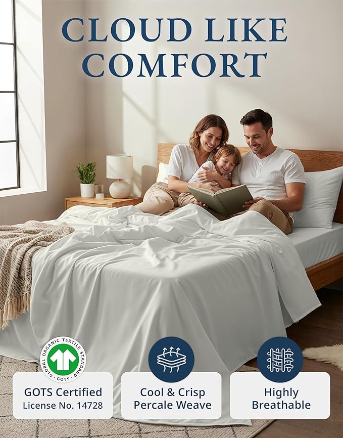 LANE LINEN 100% Organic Cotton King Bed Set, 4-Piece Cotton Bed Sheets - Image 2