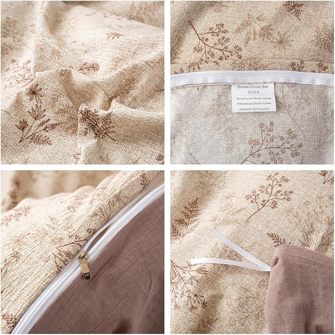 OAITE Brown Tree Twin Size Duvet Cover-3 Pieces Prewashed Cotton-Like Polyester - Image 4