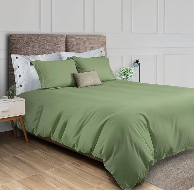 White Classic Sage Green Duvet Cover Queen Size, Microfiber Duvet Cover by WhiteClassic