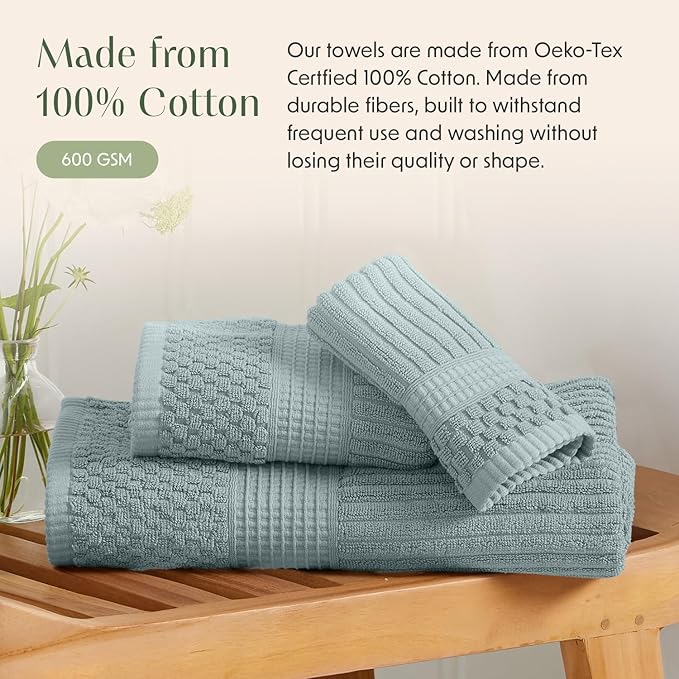 Springtree Home 100% Cotton Bath Towel Set of 4 | Super Soft & Absorbent - Image 4