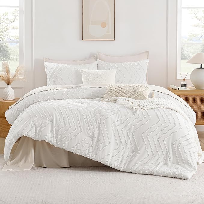 Andency White Oversized Super King Plus Comforter Set 128x120, Extra Large King - Image 2