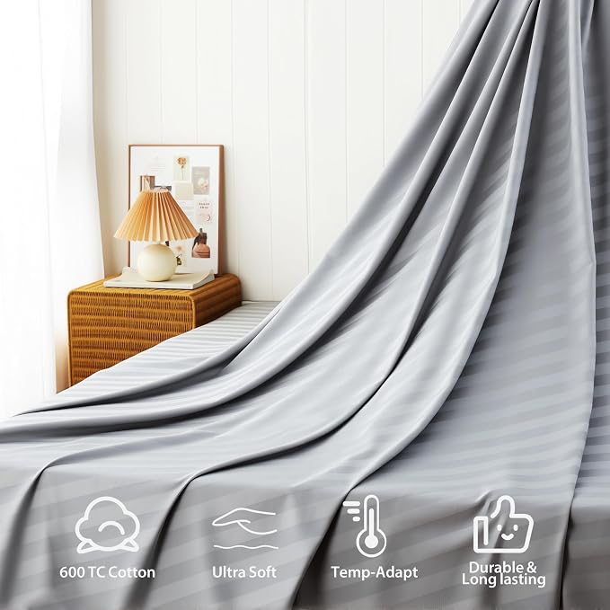Cotton Flat Sheets Only, 600 TC 100% Cotton Flat Sheet Top Sheet Only, King - Image 4