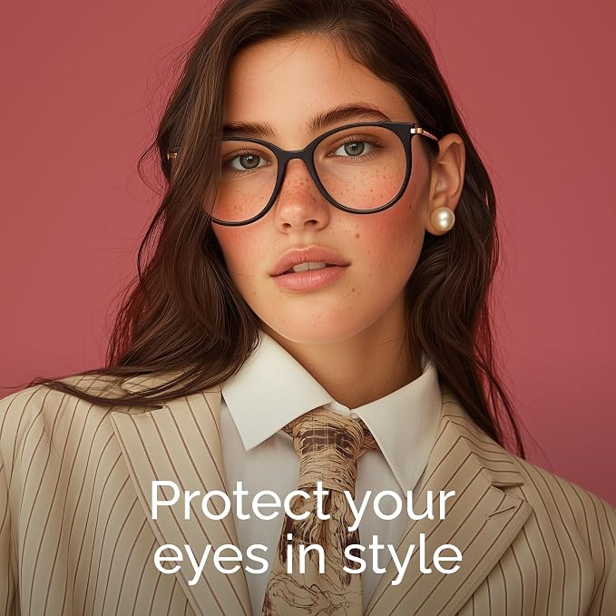 Gaoye Blue Light Blocking Glasses Women/Men, Fashion Cat Eye Fake Eyeglasses UV - Image 6