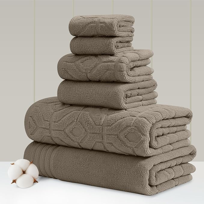 Modern Threads 6 Piece Cotton Bath Towel Set – Ultra Soft 550 GSM Towels – by ModernThreads