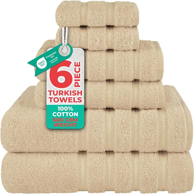 American Soft Linen Luxury 6 Piece Towel Set, 2 Bath Towels 2 Hand Towel 2 by AmericanSoftLinen