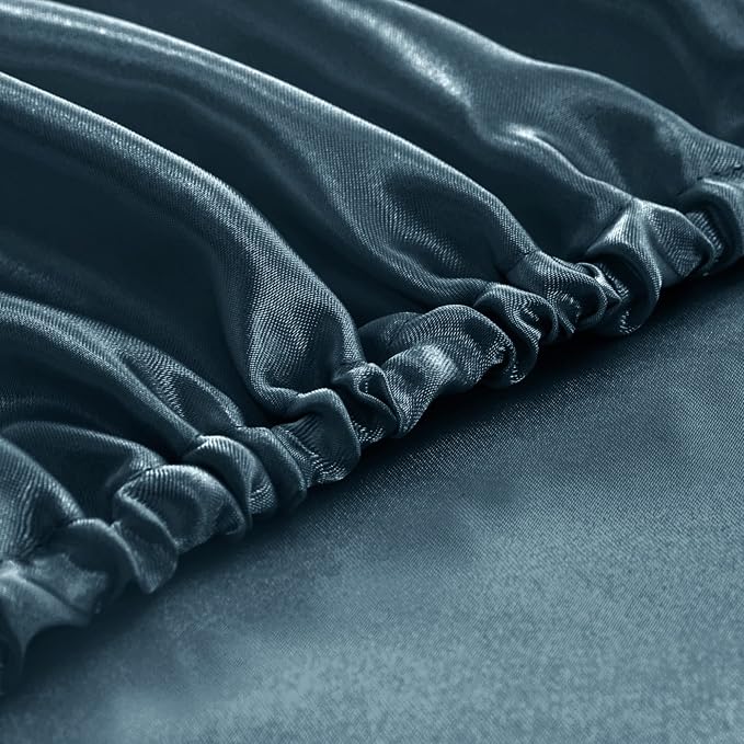 Homiest Deep Sea Blue Satin Fitted Sheet King Size, Deep Pocket, Luxury & Ultra - Image 5