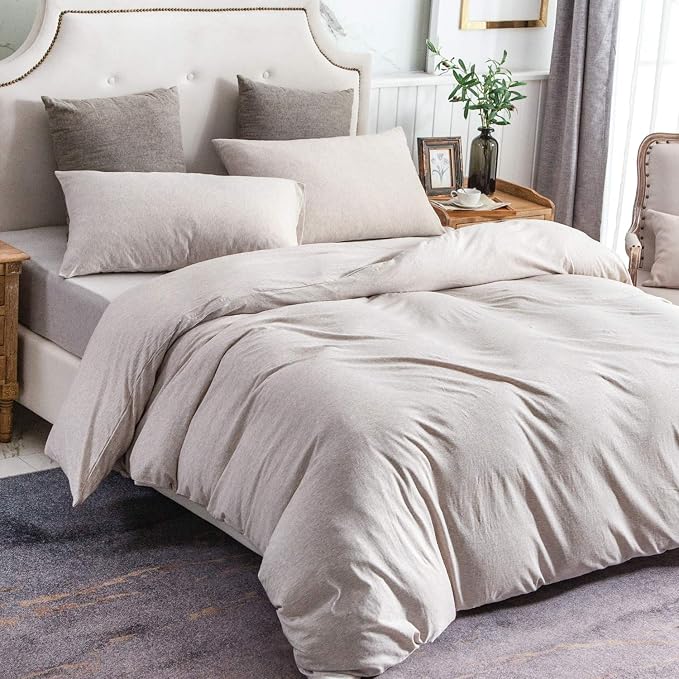 PURE ERA Jersey Knit Duvet Cover Set 100% T-Shirt Cotton Super Soft Comfy 3pc - Image 6