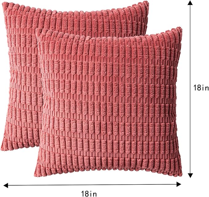 Aegero Pack of 2 Corduroy Decorative Throw Pillow Covers 18x18 InchSoft Boho - Image 7