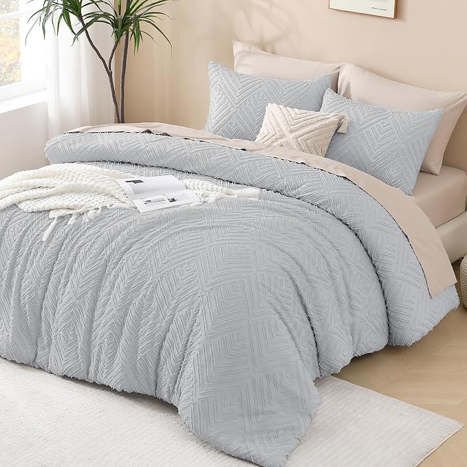 Andency Light Grey Oversized King Comforter 128''x120'', 3 Pieces Gray Soft - Image 6