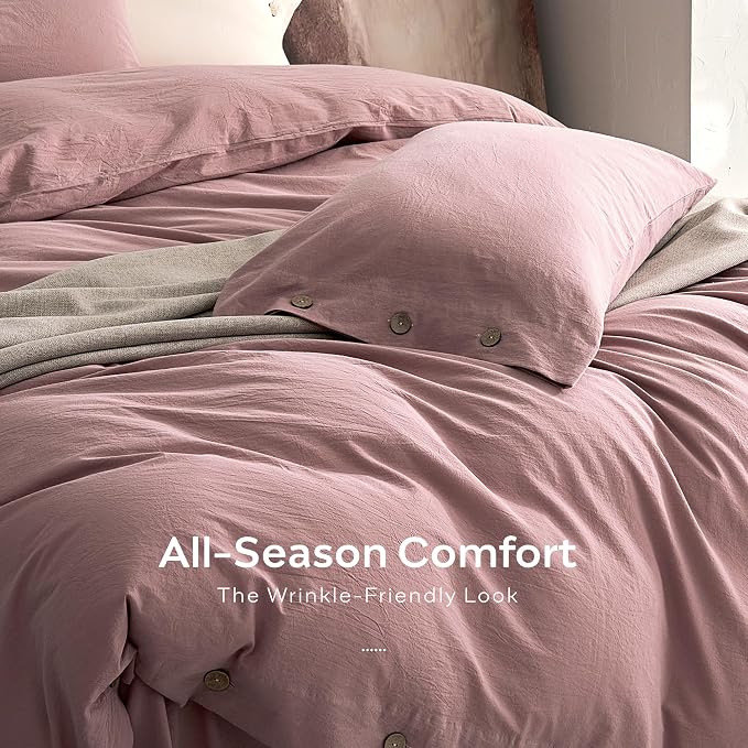 JELLYMONI 100% Washed Cotton Duvet Cover Queen – Soft, Breathable Linen-Look - Image 5