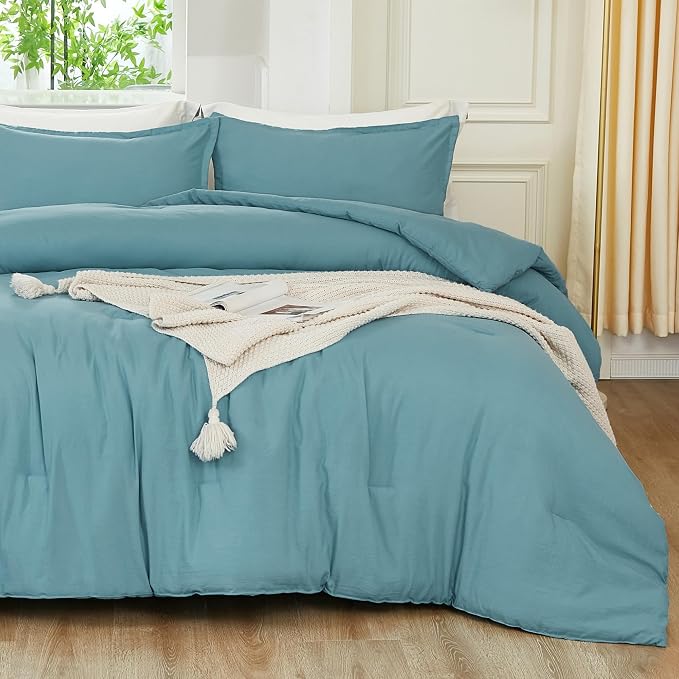 Litanika Oversized King Comforters Grayish Teal Super King Size, 3 Pieces - Image 3