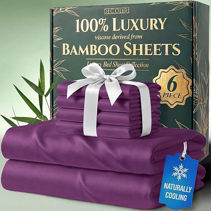 DECOLURE 100% Viscose Derived from Bamboo Sheets Queen Size by DECOLURE