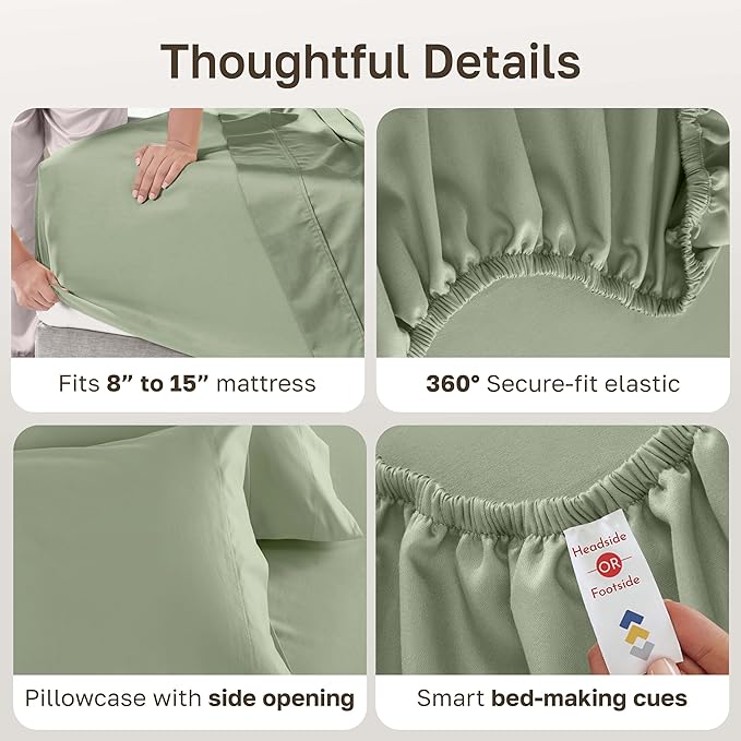 California Design Den Natural 100% Cotton Sheets Twin XL Size Set - Image 5