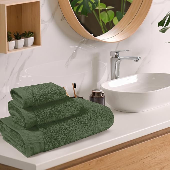 Ultra Soft 3 Pack Cotton Towel Set, Contains a Bath Towels 28x55 inch, a Hand - Image 3