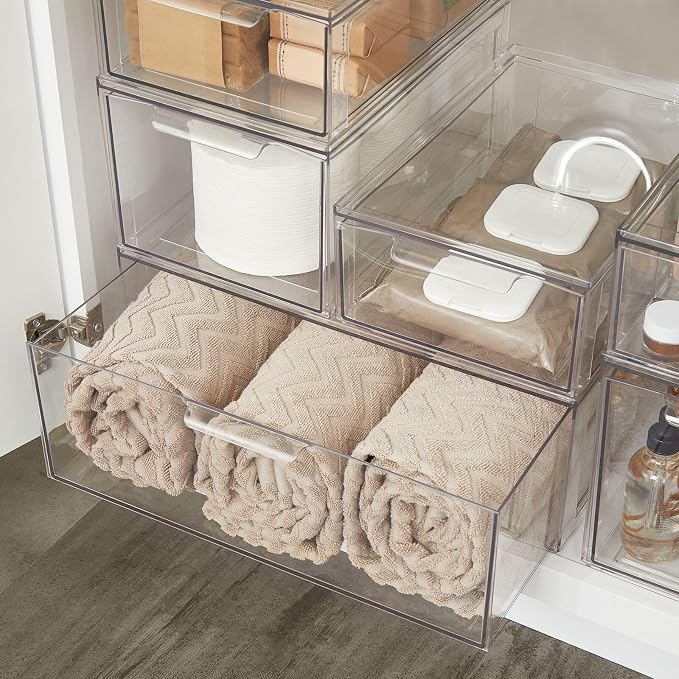 mDesign Plastic Stackable Bathroom Storage Organizer Bin Containers - Image 5