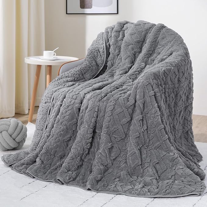 Drewin Weighted Blanket 20lbs, Dual Sided Fluffy Fuzzy Sherpa Queen Size by Home