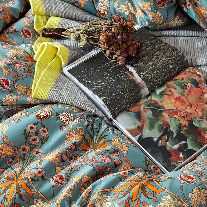 mixinni 3 Pieces Flower Duvet Cover Set 100% Natural Cotton Full Size Bedding - Image 5