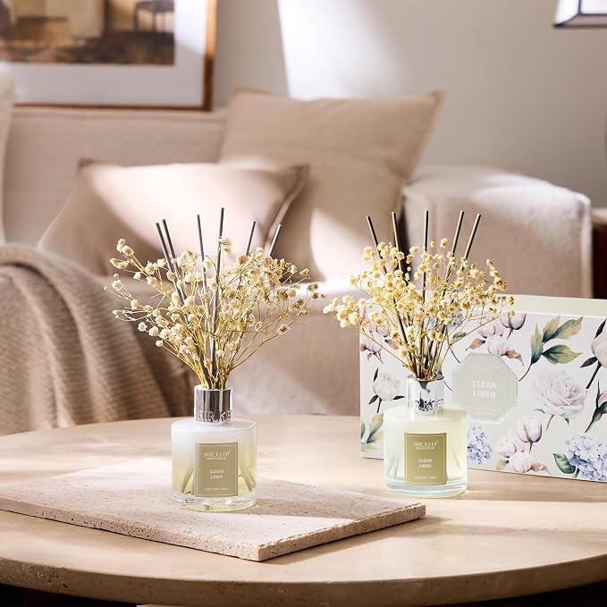 Airkeep Reed Diffuser 3.38 oz 2pk, Clean Linen Scented Reed Diffuser Set - Image 5