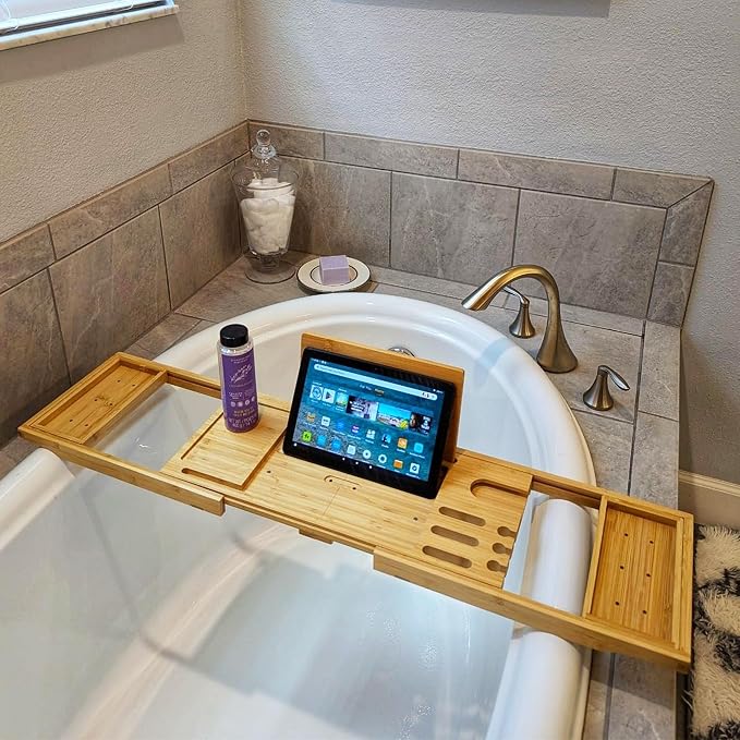 Bathtub Tray - Luxury Bamboo Bathtub Tray - Image 4