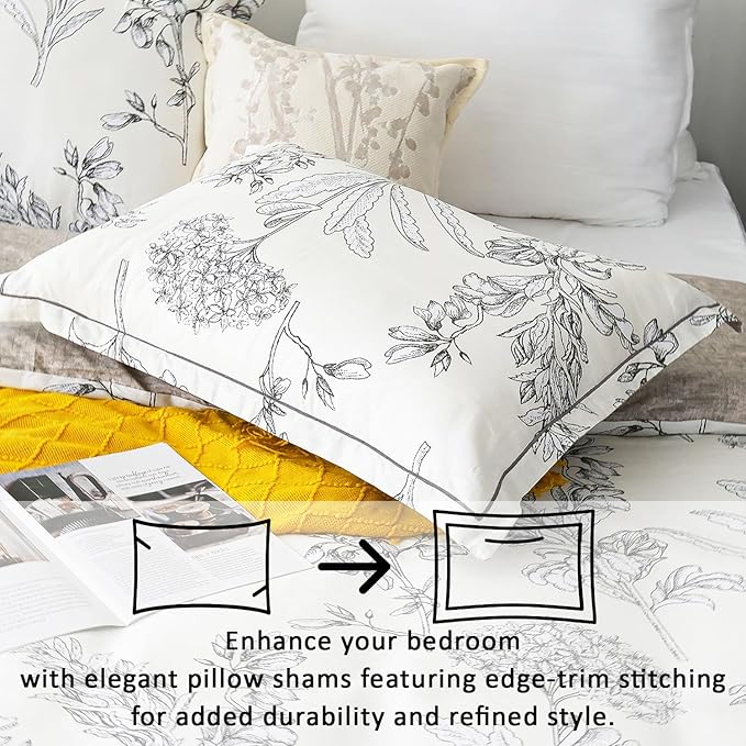 LEMIROE Floral Cotton Comforter King Size 3Pcs - Image 2