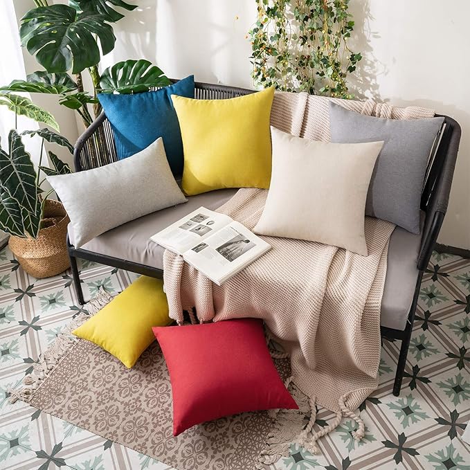 MIULEE Pack of 2 Decorative Outdoor Solid Waterproof Throw Pillow Covers Faux - Image 3