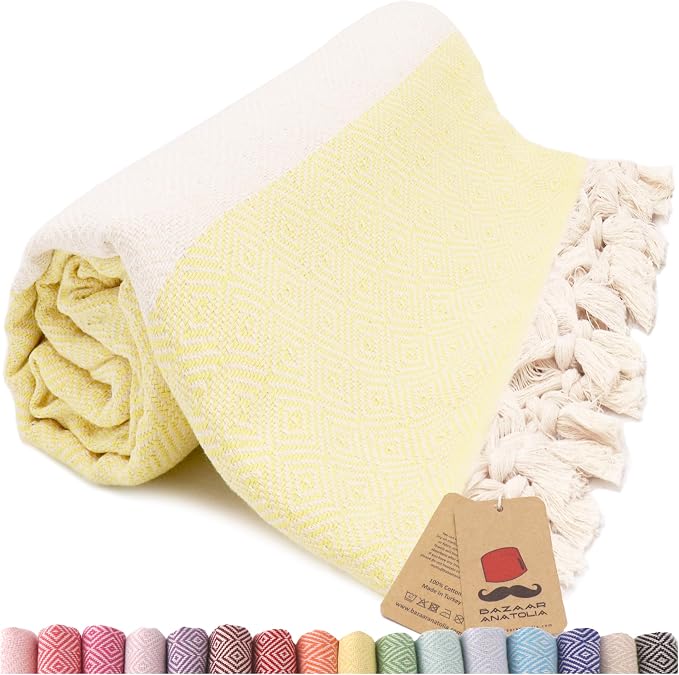 Bazaar Anatolia Turkish Beach Towel – 100% Cotton, Quick Dry, Sand Free Towel by BazaarAnatolia
