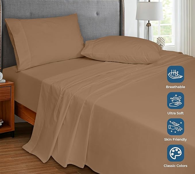 Royale Linens 100% Organic Cotton Full Flat Sheet Only - Image 4
