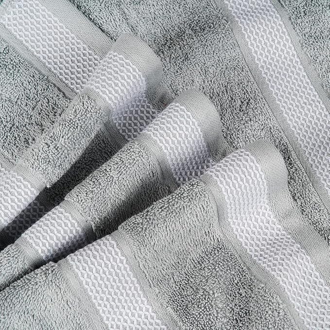 CASA COPENHAGEN Solitaire Mix 6 Pieces Towel Set- Grey Violet + Teal, 600 GSM - Image 7