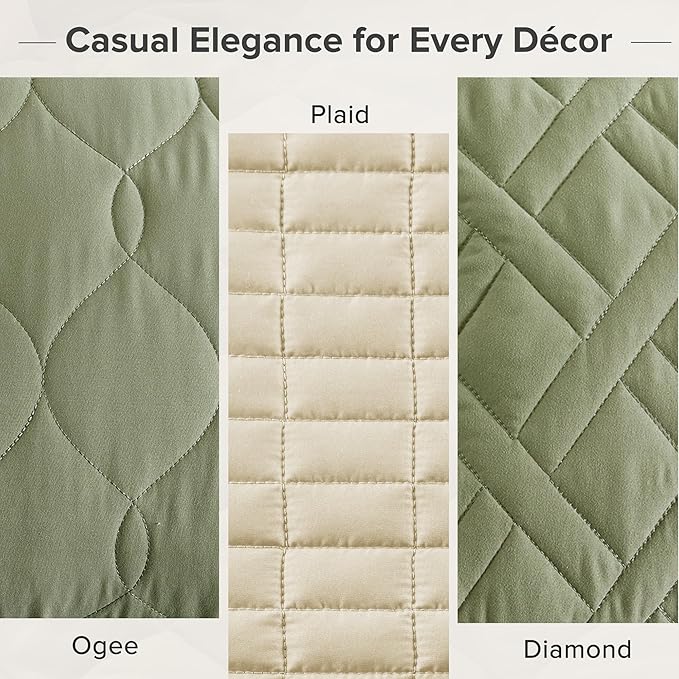 Comfort Spaces King Quilt Set Modern Reversible Diamond Coverlet King Bedding - Image 5
