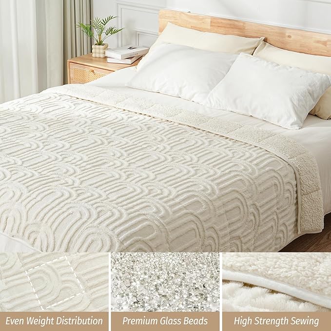 Wemore Jacquard Fleece Weighted Blanket King Size 80" x 87" 15lbs, Ultra Soft - Image 4