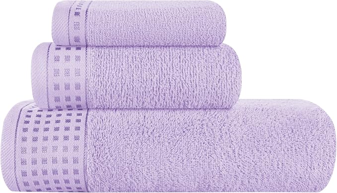 GLAMBURG Ultra Soft 3 Pack Cotton Towel Set, Contains a Bath Towel 28x55 inch by GLAMBURG