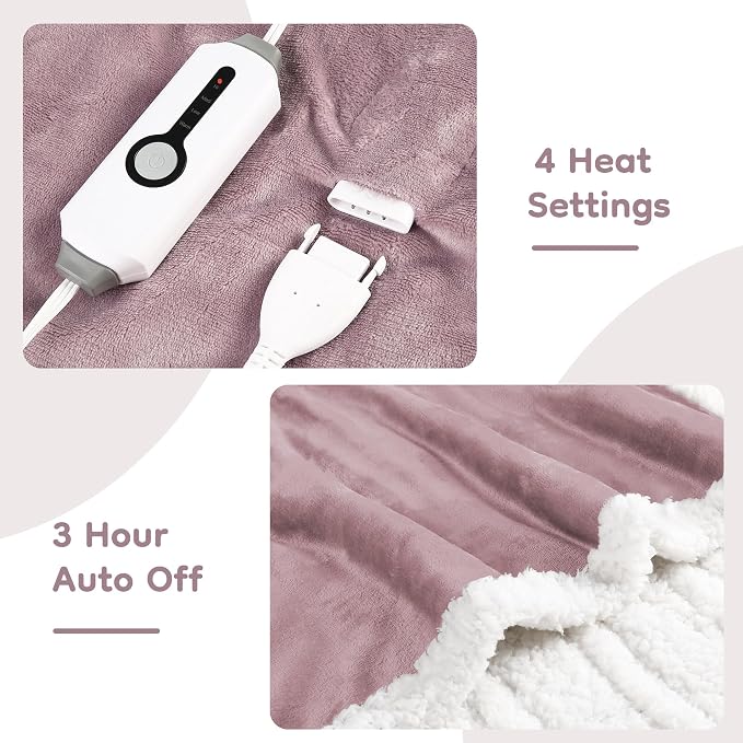 LaffyLo Heated Throw Blanket 50 x 60, Fast Heating Electric Blanket, Dual-Sided - Image 3