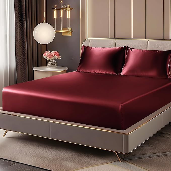 BEDELITE Satin Fitted Sheet and Pillowcase Set, Luxury Soft Similar to Silk by BEDELITE