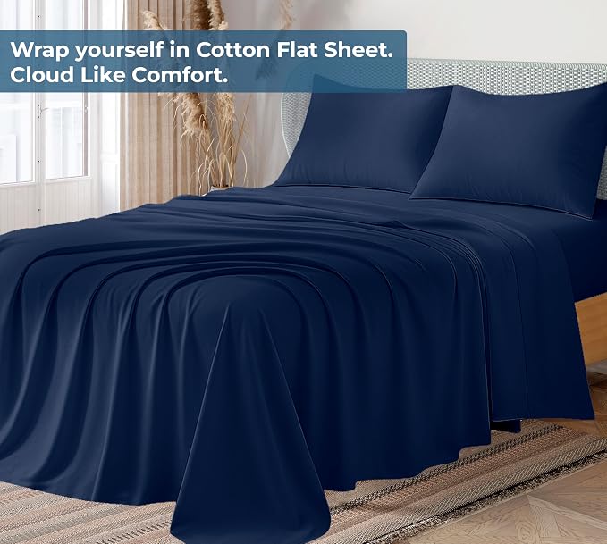 Royale Linens 100% Organic Cotton Full Flat Sheet Only - Image 2