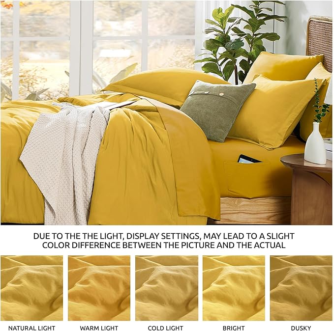 WRENSONGE King Size Comforter Set- 7 Pieces Soft Yellow Bed in a Bag - Image 4