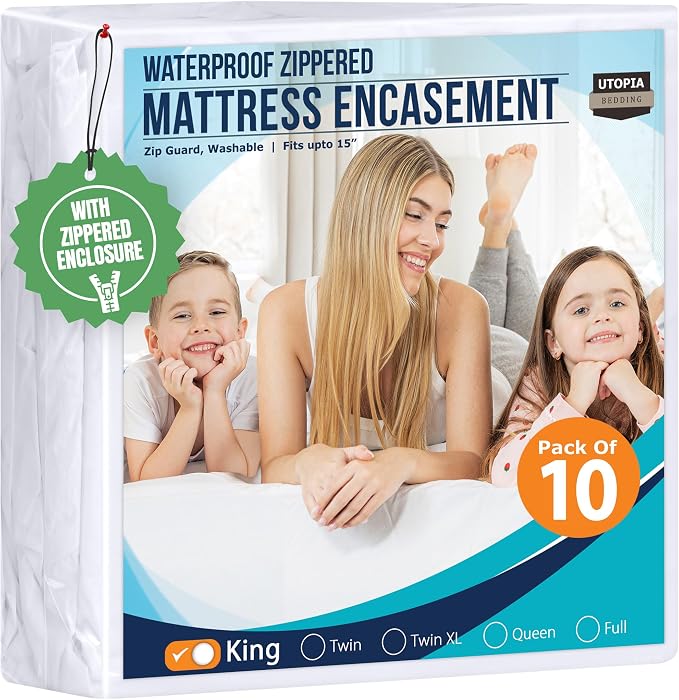 Utopia Bedding Mattress Protector Zippered King Size, 100% Waterproof Bed Bug by UTOPIABEDDING