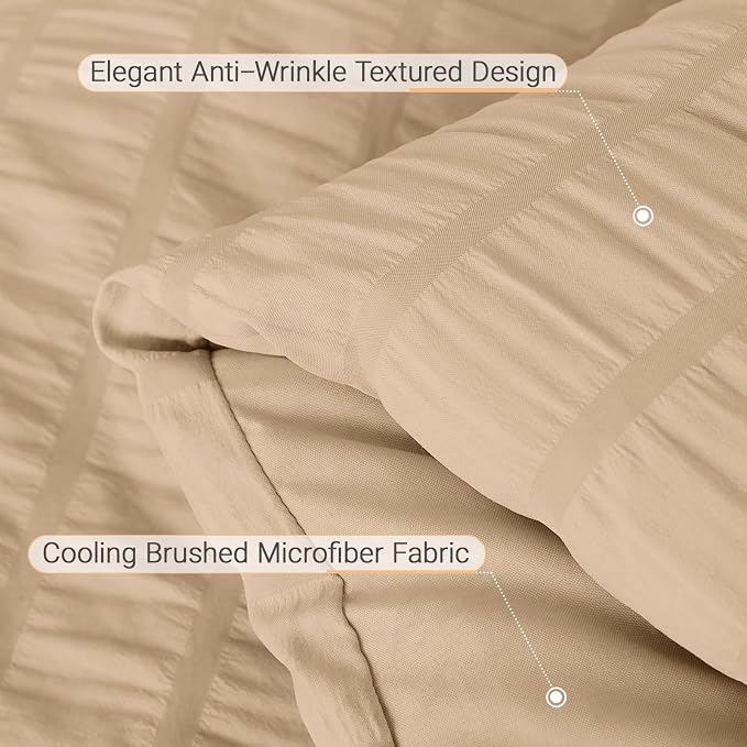 MUXHOMO 5 Pieces Twin XL Comforter Set, Seersucker Bed in a Bag Twin XL Size - Image 5
