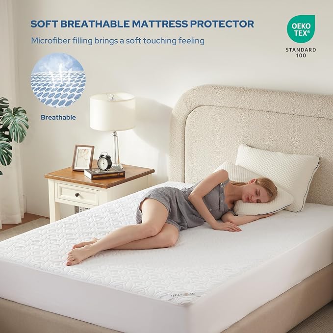 BEDLORE Waterproof Mattress Protector, King Size Noiseless Mattress Pad - Image 3