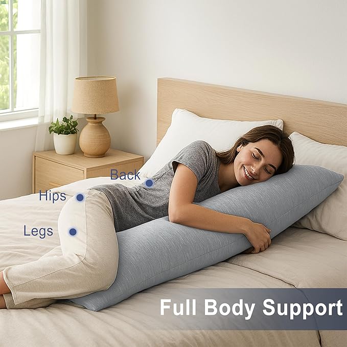 DWCN Cooling Body Pillow for Adults, 20x54 Inch Light Grey - Image 7