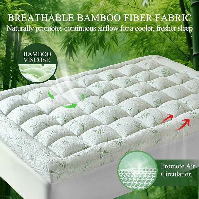 3 Inch Full Mattress Topper, Plush Pillow Top Matress Topper - Image 2