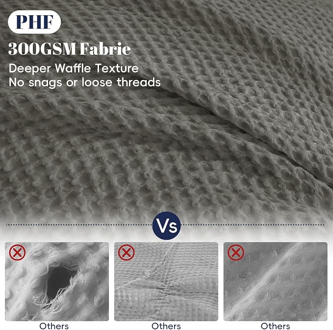 PHF Waffle Weave Duvet Cover Set Twin/Twin XL Size, No Snagging Ultra Soft - Image 3