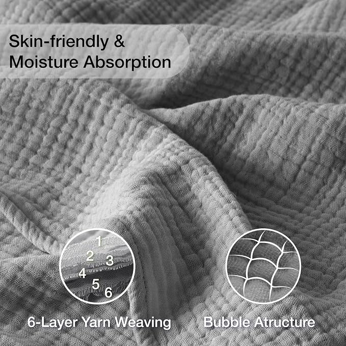 100% Cotton Muslin Blanket 50" x 60", Breathable and Lightweight Cotton Throw - Image 4
