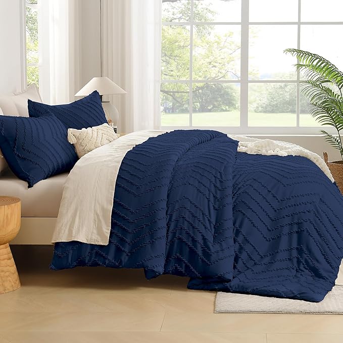 Andency Navy Blue California King Comforter Set, Boho Cal King Soft Warm Tufted - Image 7