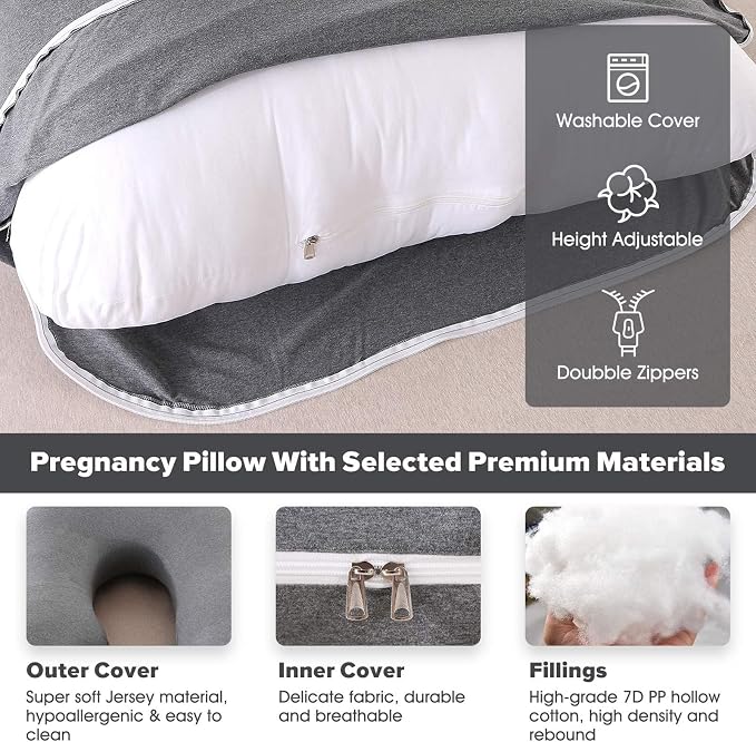 BATTOP Pregnancy Pillow for Sleeping, Full Body Pillow for Pregnancy Women - Image 5