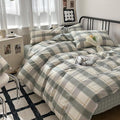 mixinni Green Grid Duvet Cover Set Twin by mixinni