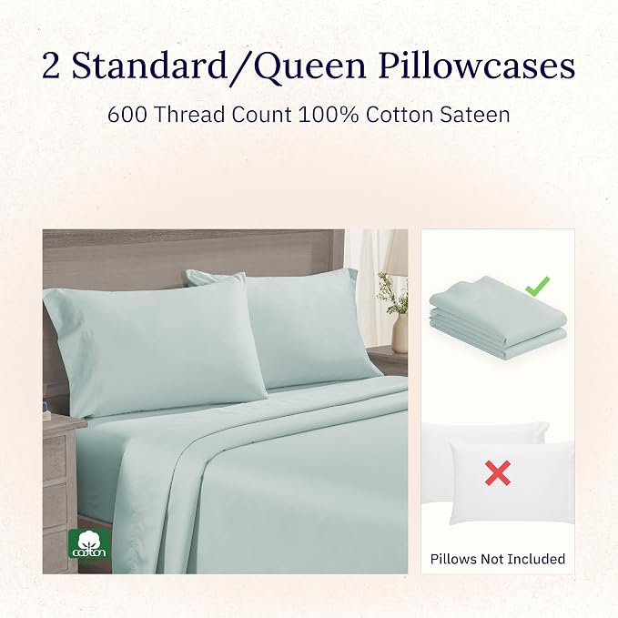CALIFORNIA DESIGN DEN Luxuriously Soft Hotel Quality 600 Thread Count, 100% - Image 4