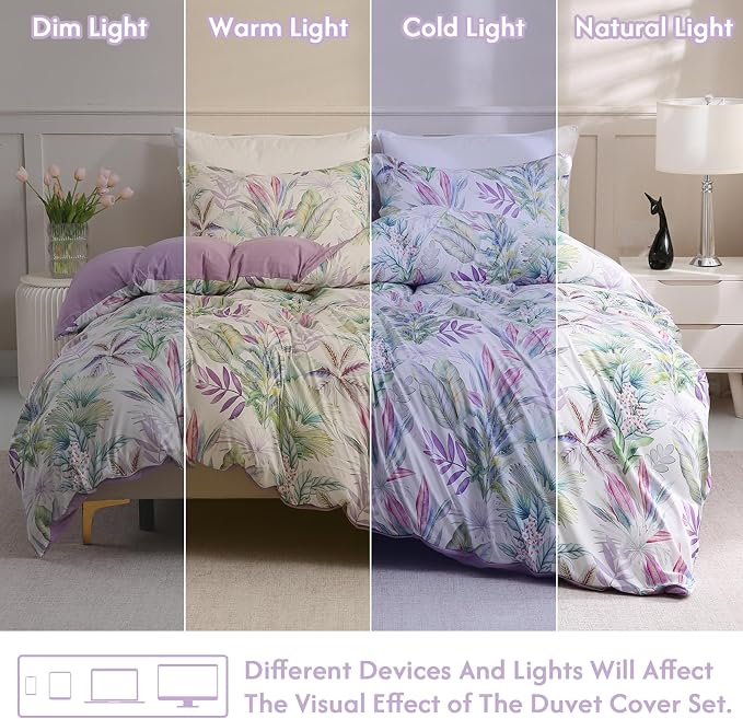 LONAVA King Botaincal 3 Pcs Duvet Cover Set, Breathable Soft Microfiber - Image 5