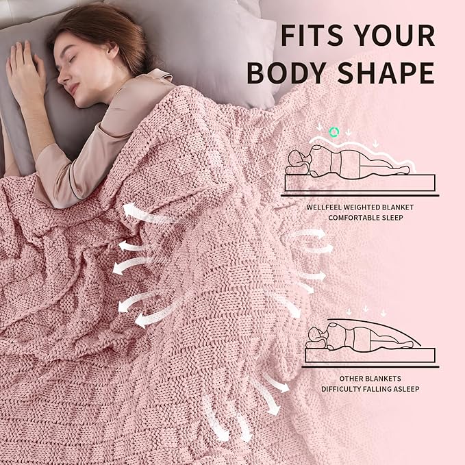 Knitted Weighted Blanket Adults, No Beads Heavy Blanket 36” x 48'' 3lbs - Image 3
