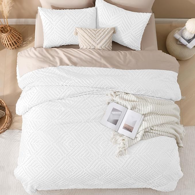 Andency White Comforter Full Size, 3 Pieces Boho Lightweight Fluffy Bedding - Image 7