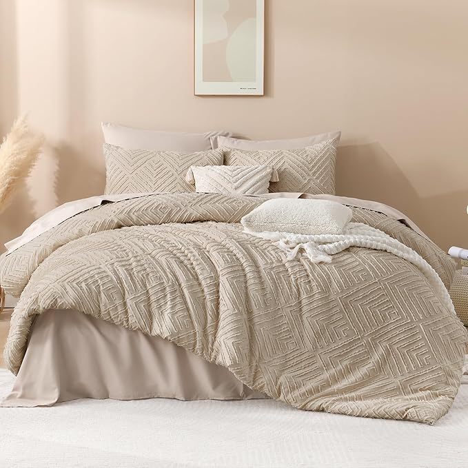 Andency Khaki King Size Comforter Set, 3 Pieces Boho Soft Bedding Set & - Image 2